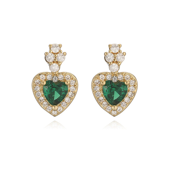 Wholesale Women's Copper Zircon Love Earrings With Geometric Pattern And Real Gold Plated Microinlay Treatment