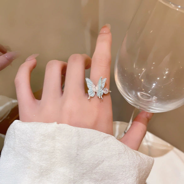 Wholesale Women's Copper Zircon Ring With Butterfly Animal Pattern And Electroplating Design