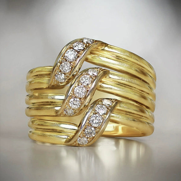 Wholesale Women's Copper Zirconia Geometric Light Luxury Style Ring