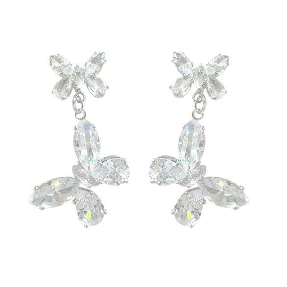 Wholesale Women's Copper Zirconia Insectshaped Butterfly Earrings