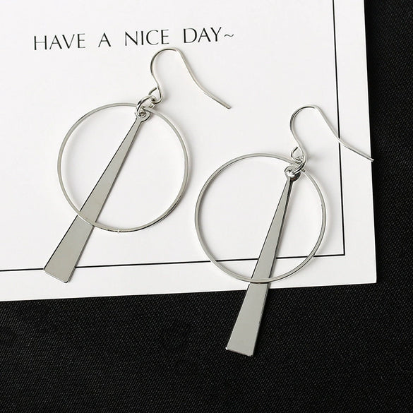 Wholesale Women's Cos Style Asymmetric Geometric Triangle And Circle Earrings In Alloy With Electroplating