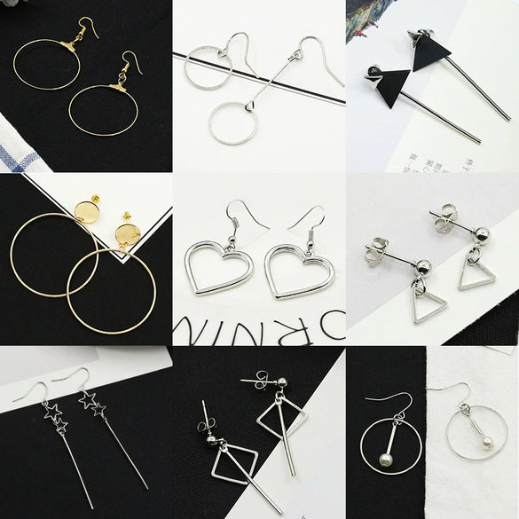 Wholesale Women's Cos Style Asymmetric Geometric Triangle And Circle Earrings In Alloy With Electroplating
