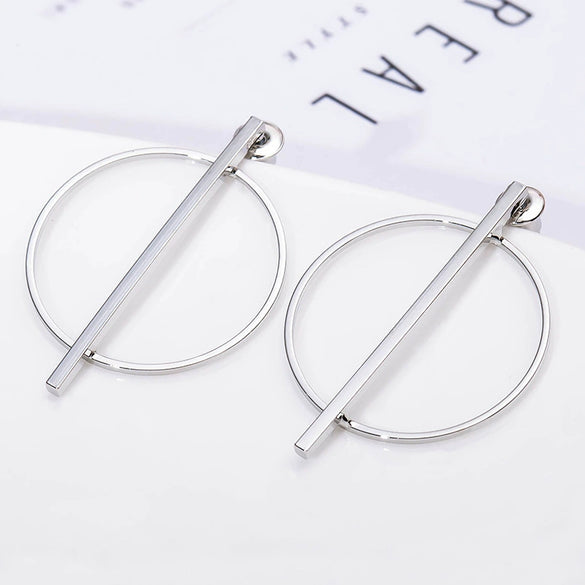 Wholesale Women's Cos Style Asymmetric Geometric Triangle And Circle Earrings In Alloy With Electroplating