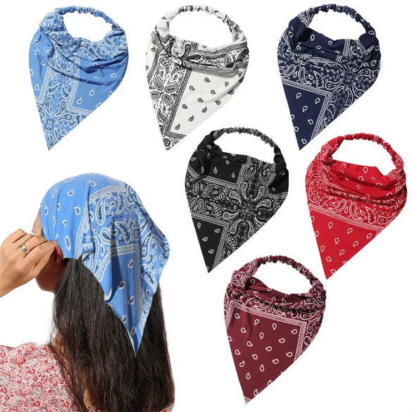 Wholesale Women's Cotton Geometric Artistic Headscarf Hair Belt Triangle Scarf