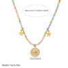 Wholesale Women's Creamy Sweet Girl Style Insect Pattern Stainless Steel Electroplated Beaded Chain Necklace With Round Oil Drop Butterfly Pendant