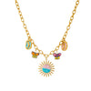 Wholesale Women's Creamy Sweet Style Electroplated Stainless Steel Insect Pattern Butterfly Pendant Necklace With Cross Round Chain