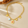 Wholesale Women's Creamy Sweet Style Heart Shape Stainless Steel Electroplated Pendant Chain Necklace