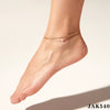 Wholesale Women's Creative Double Layer Chain Anklet With Inlaid Shell Pearl In Geometric Design Made Of Stainless Steel