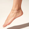 Wholesale Women's Creative Double Layer Chain Anklet With Inlaid Shell Pearl In Geometric Design Made Of Stainless Steel