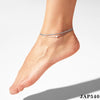 Wholesale Women's Creative Double Layer Chain Anklet With Inlaid Shell Pearl In Geometric Design Made Of Stainless Steel