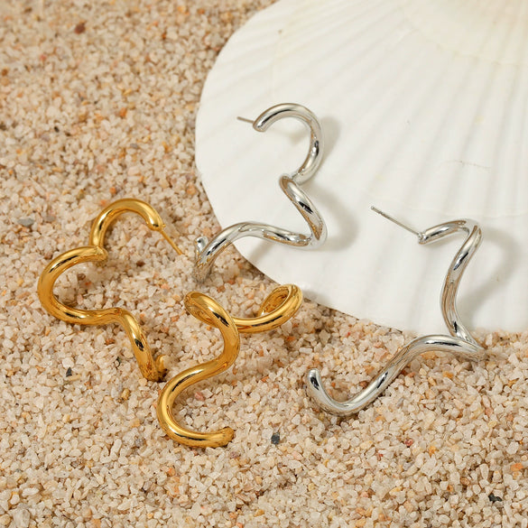 Wholesale Women's Creative Exquisite Line Spiral Geometric Stainless Steel Vacuum Plating Earrings