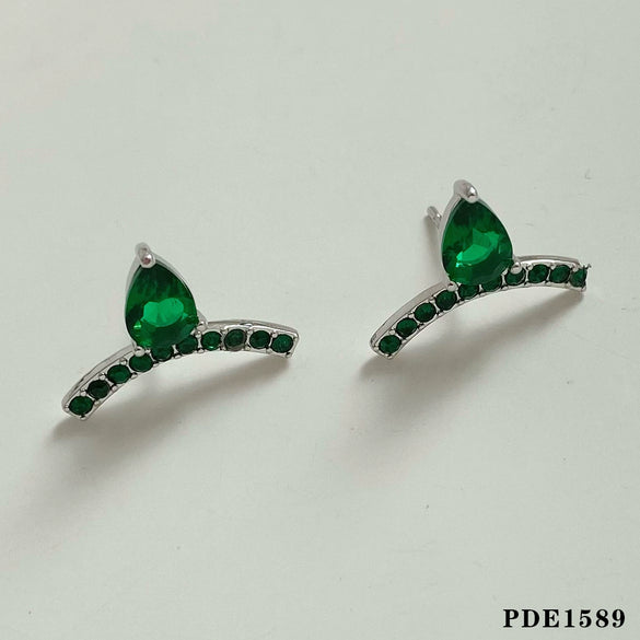 Wholesale Women's Creative Geometric Stainless Steel Earrings With Inlaid Zircon And Electroplating High Sweet Wind Design