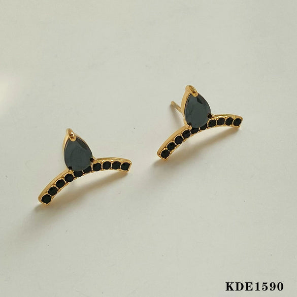Wholesale Women's Creative Geometric Stainless Steel Earrings With Inlaid Zircon And Electroplating High Sweet Wind Design