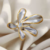 Wholesale Women's Creative Light Luxury Stainless Steel Electroplated Twocolor Flower Ring Hand Jewelry