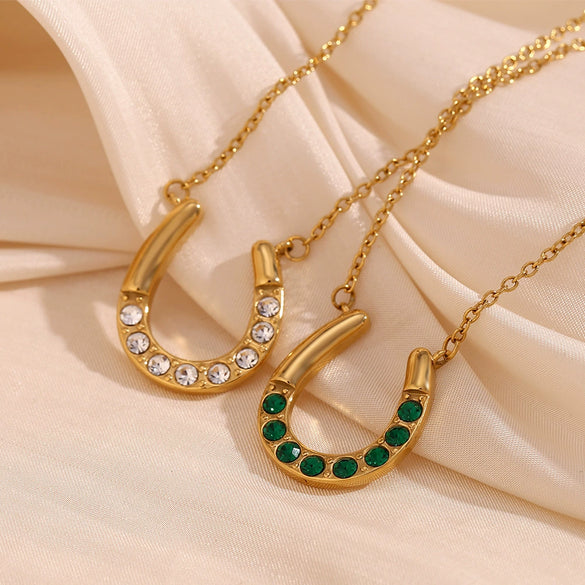 Wholesale Women's Creative Personality Pendant Necklace Stainless Steel Electroplated 18K Gold Horseshoe U Shaped