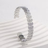 Wholesale Women's Creative Stainless Steel Leaf C Shaped Opening Adjustable 18K Gold Plated Bracelet With Electroplating Treatment