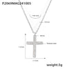 Wholesale Women's Creative Twill Cross Zircon Pendant Necklace With Stacked Titanium Steel Clavicle Chain Electroplated