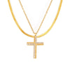 Wholesale Women's Creative Twill Cross Zircon Pendant Necklace With Stacked Titanium Steel Clavicle Chain Electroplated