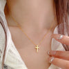 Wholesale Women's Cross Jewelry Set With Crown And Roman Numerals Stainless Steel O Word Chain Electroplated Pendant Necklace And Earrings Light Luxury Style