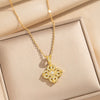 Wholesale Women's Crossroads Chain Necklace With Rhombus Pendant In Titanium Steel And Copper Zircon Gold Plated Light Luxury Geometric Style