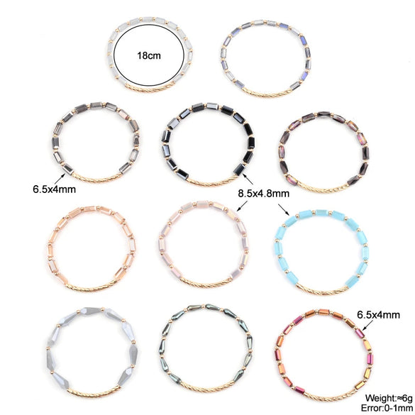 Wholesale Women's Crystal Beaded Geometric Bracelet Jewelry Made Of Golden Copper