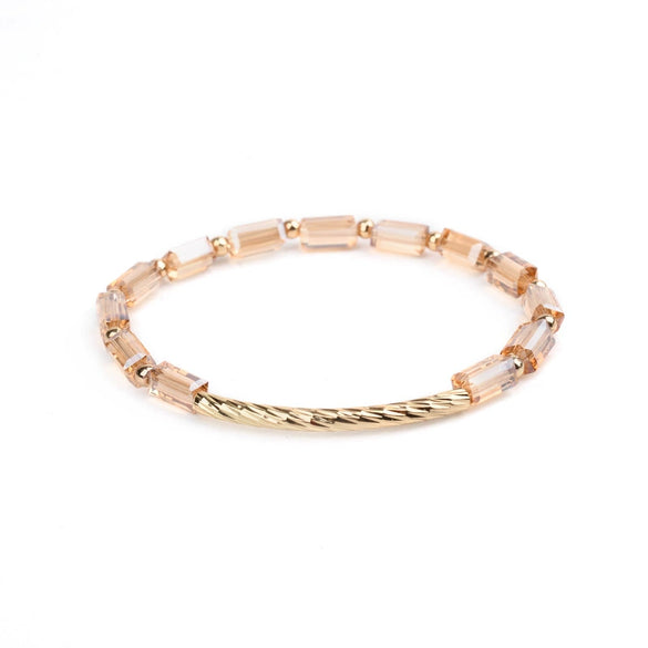 Wholesale Women's Crystal Beaded Geometric Bracelet Jewelry Made Of Golden Copper