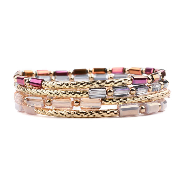 Wholesale Women's Crystal Beaded Geometric Bracelet Jewelry Made Of Golden Copper