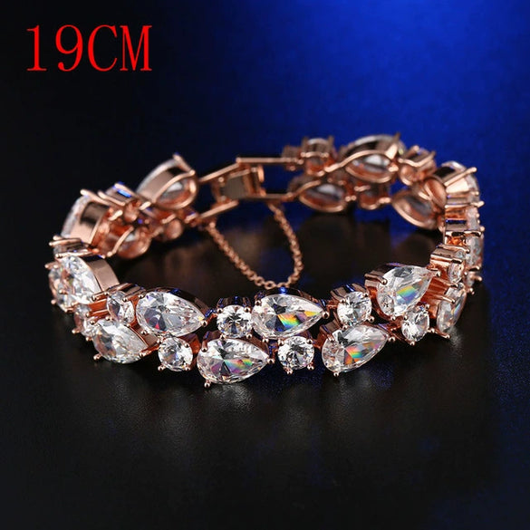 Wholesale Women's Crystal Bracelet With Drop Shape Made Of Environmental Protection Copper And Glass