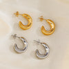 Wholesale Women's Cshaped Stainless Steel Hollow Geometric Earrings 18K Gold Plated