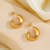 Wholesale Women's Cshaped Stainless Steel Hollow Geometric Earrings 18K Gold Plated
