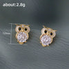 Wholesale Women's Cute Animal Owl Copper Zirconia Earrings