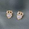Wholesale Women's Cute Animal Owl Copper Zirconia Earrings