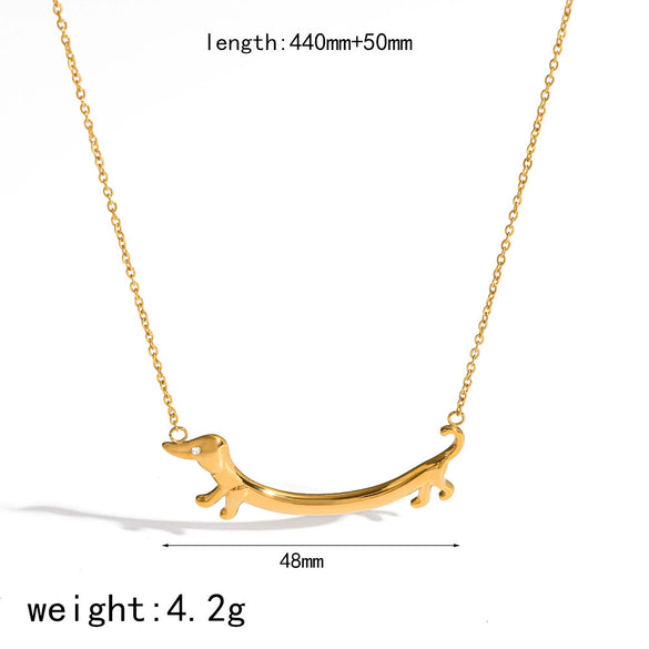 Wholesale Women's Cute Animal Stainless Steel Electroplated Jewelry Set With Bear Pig And Other Little Animal Patterns Including Necklace Ring Earrings And Bracelets