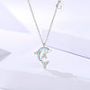 Wholesale Women's Cute Animal Zodiac Micro Inlaid 925 Sterling Silver Cross Chain Dolphin Love Necklace