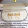 Wholesale Women's Cute Bow Natural Freshwater Pearl Earrings In 18K Gold Color Oblate Shape