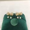 Wholesale Women's Cute Bow Natural Freshwater Pearl Earrings In 18K Gold Color Oblate Shape
