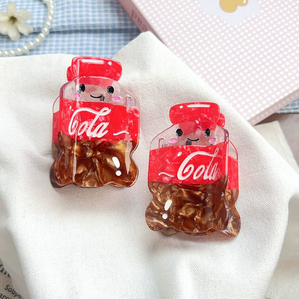 Wholesale Women's Cute Cartoon Coke Bottle Acetate Handmade Hairpin Shark Clip