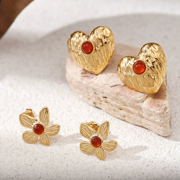 Wholesale Women's Cute Geometric Heart Star Stainless Steel Electroplated Earrings