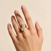 Wholesale Women's Cute Geometric Pattern Stainless Steel Rings With Vacuum Real Gold Plating In Pvd Furnace