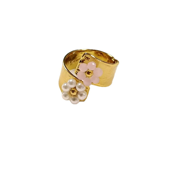 Wholesale Women's Cute Geometric Pattern Stainless Steel Rings With Vacuum Real Gold Plating In Pvd Furnace