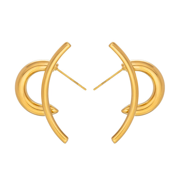 Wholesale Women's Cute Geometric Stainless Steel Earrings With Pvd Furnace Vacuum Real Gold Plating