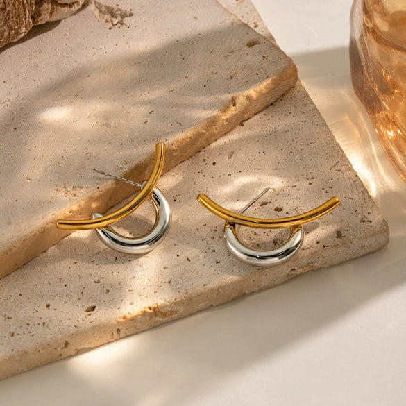 Wholesale Women's Cute Geometric Stainless Steel Earrings With Pvd Furnace Vacuum Real Gold Plating