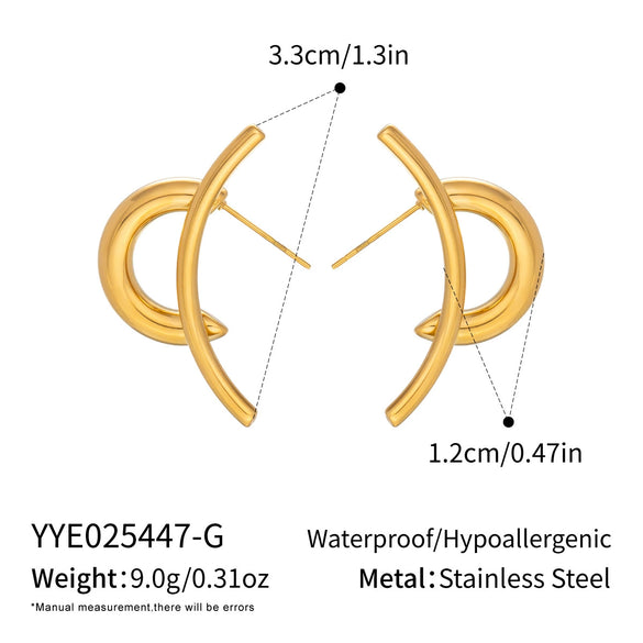 Wholesale Women's Cute Geometric Stainless Steel Earrings With Pvd Furnace Vacuum Real Gold Plating