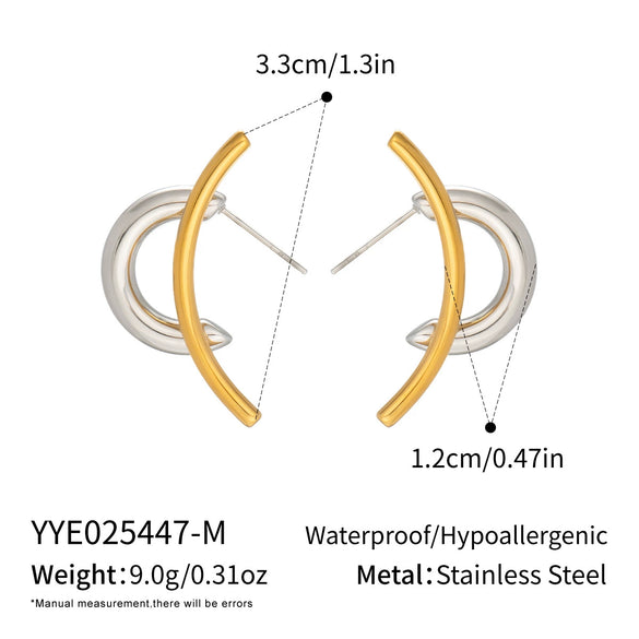 Wholesale Women's Cute Geometric Stainless Steel Earrings With Pvd Furnace Vacuum Real Gold Plating