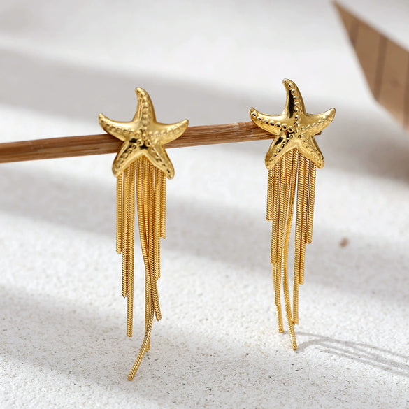 Wholesale Women's Cute Geometric Star Heart Shape Stainless Steel Electroplated Earrings