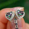 Wholesale Women's Cute Heart Shaped Copper Ear Studs With Inlaid Zircon