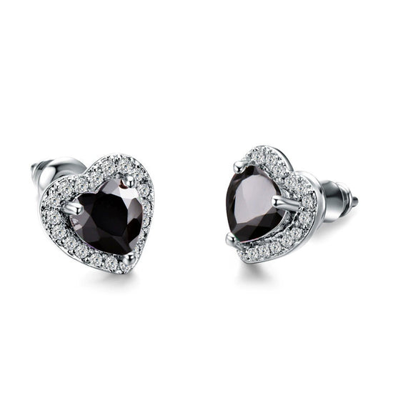 Wholesale Women's Cute Heart Shaped Copper Ear Studs With Inlaid Zircon