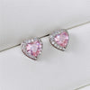 Wholesale Women's Cute Heartshaped Copper Zircon Stud Earrings