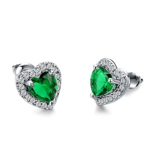 Wholesale Women's Cute Heartshaped Copper Zircon Stud Earrings