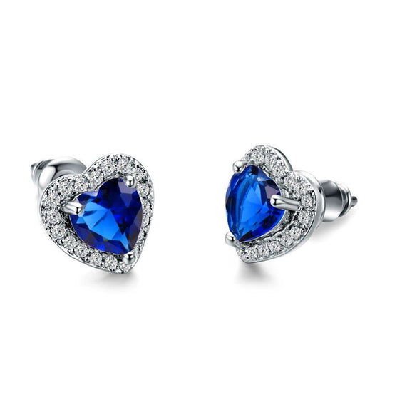 Wholesale Women's Cute Heartshaped Copper Zircon Stud Earrings
